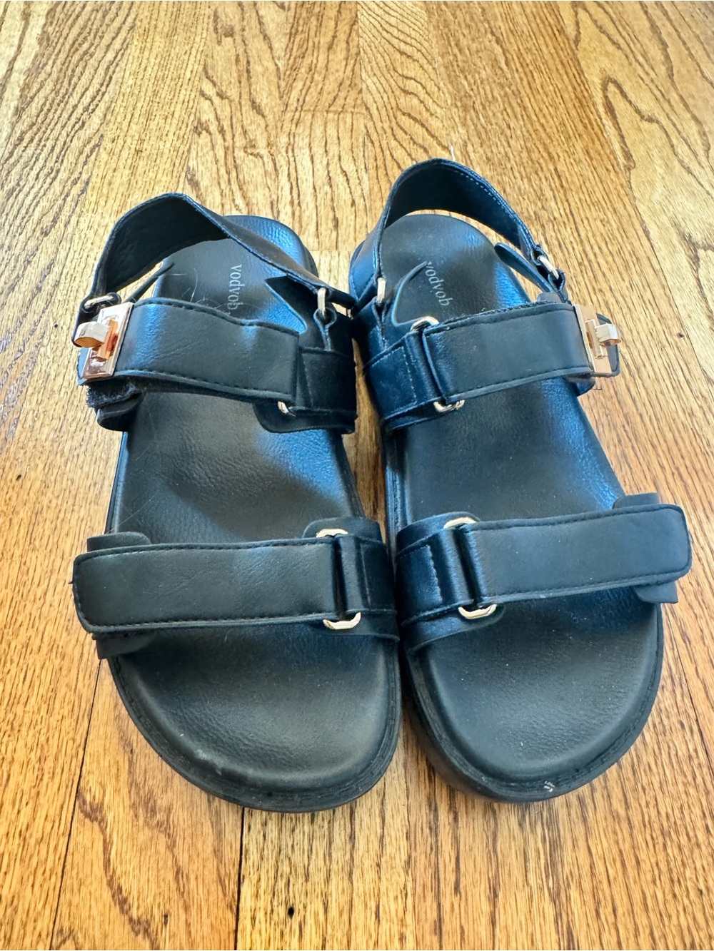 Black Strappy Buckle Sandals - Women's Casual Comfort
